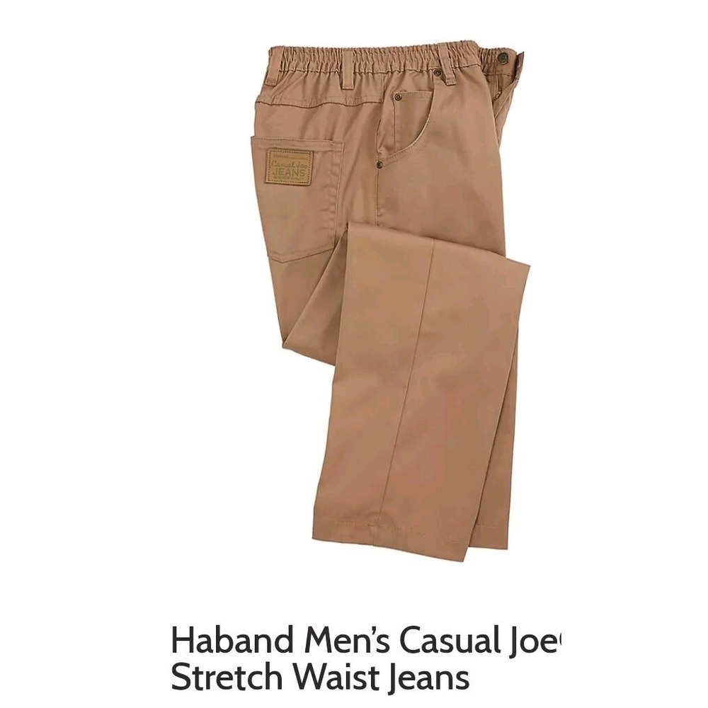 Haband Mens 38 XS Pants Light Brown Casual Joe Stretch Waist Lk N E W Gorpcore